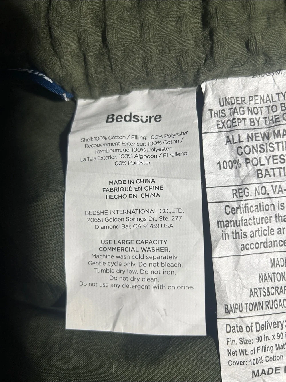 Bedsure Queen size, Olive Green Textured comforter